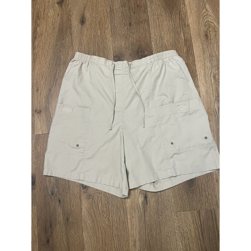 Allison Daley Petite Beige Casual Shorts 14P Elastic Waist Tie Closure Cargo